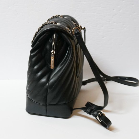 Michael Kors Rose Medium Backpack Vegan Soft Leather Quilted Stripe Black main image 11